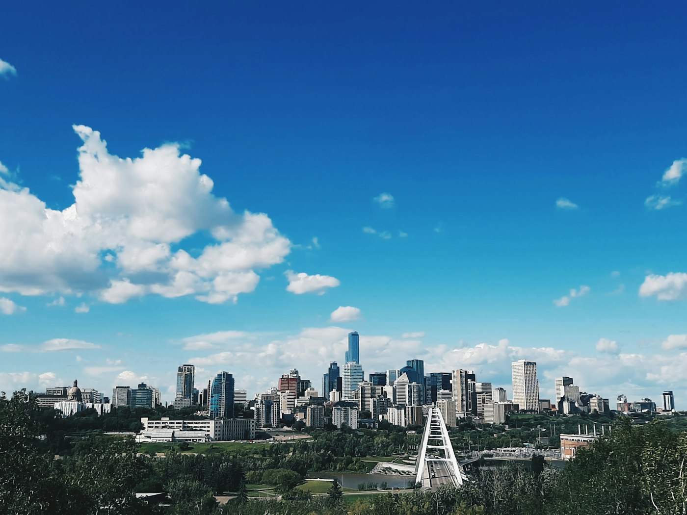 Downtown Edmonton, Alberta skyline on a clear day